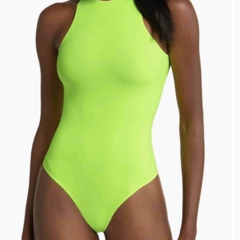 SKIMS Fits Everybody High Neck Bodysuit Color NEON LIME Size XXS